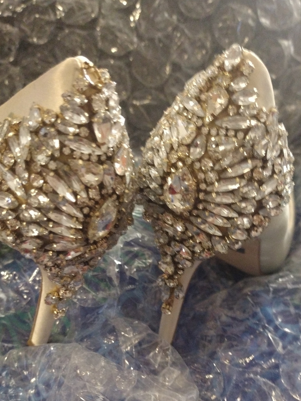 Badgley Mischka Ivory Crystal Embellished High Heels